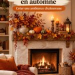 Manteau décoré d'objets naturels et de textiles chaleureux pour l'automne