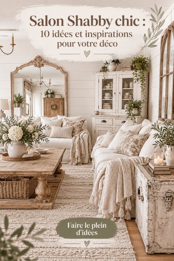 Salon décoré dans un style shabby chic avec des meubles vintage et des couleurs pastel.