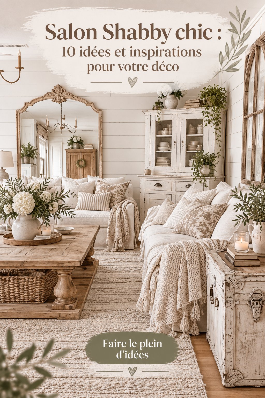 Salon décoré dans un style shabby chic avec des meubles vintage et des couleurs pastel.