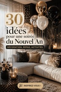 Décoration bohème pour une soirée du Nouvel An avec guirlandes et lumières chaudes.