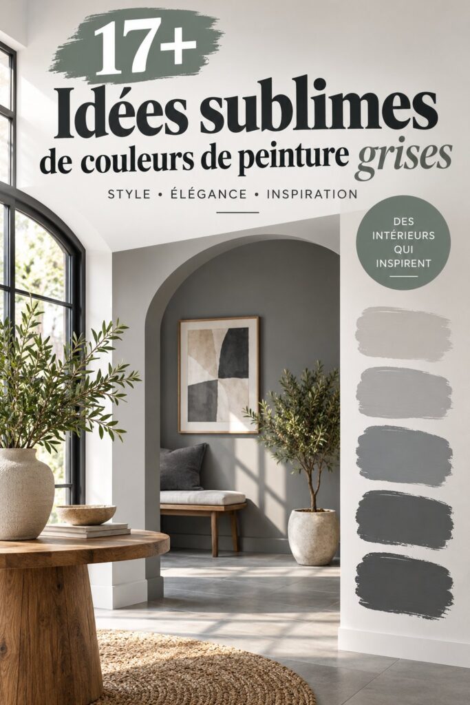 Salle à manger lumineuse avec des murs peints en gris et un style bohème chaleureux