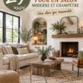 Salon avec un tapis bohème qui crée une atmosphère chaleureuse.