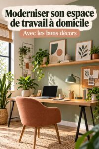 Bureau moderne avec papier peint bohème inspirant