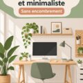Bureau à domicile décoré de manière minimaliste avec des plantes et des accessoires chaleureux