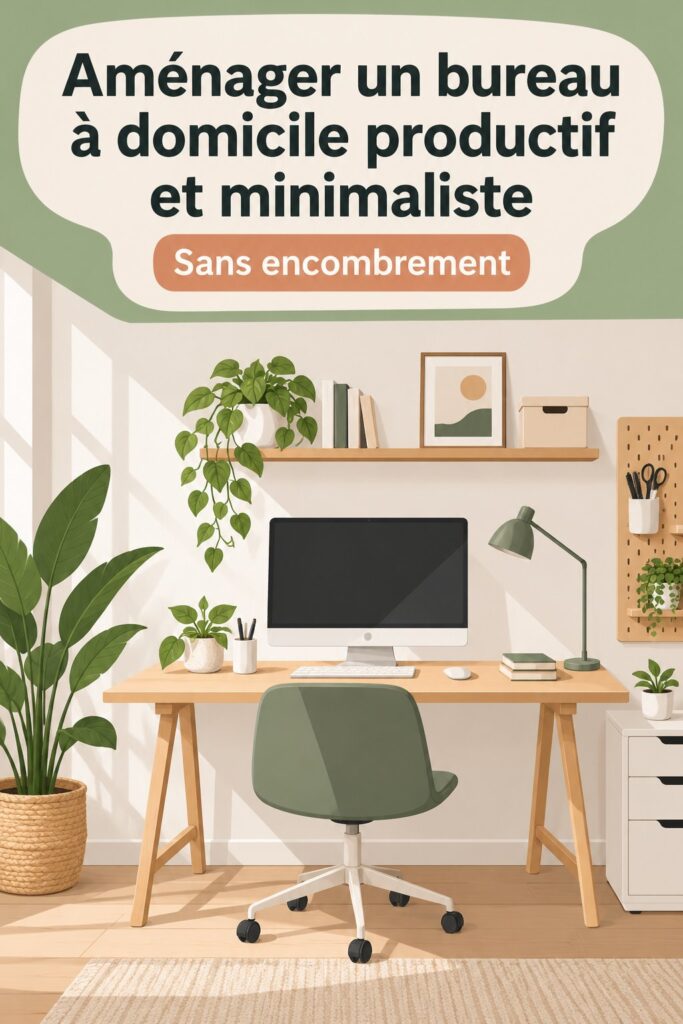 Bureau à domicile décoré de manière minimaliste avec des plantes et des accessoires chaleureux