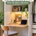 Bureau aménagé dans un placard PAX avec un style bohème