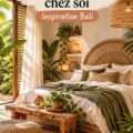 Chambre inspirée de Bali avec des tissus naturels et des éléments de décoration cosy