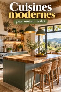 Cuisine moderne au style bohème avec des touches naturelles