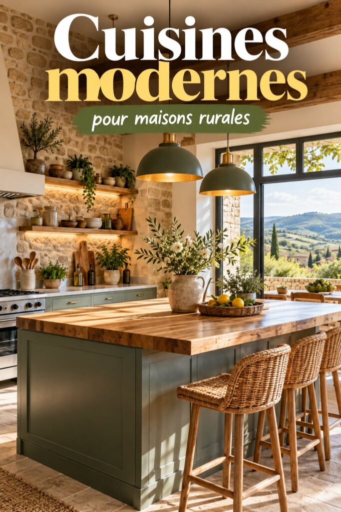 Cuisine moderne au style bohème avec des touches naturelles