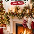 Cheminée décorée avec des ornements bohèmes pour Noël