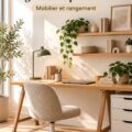 Bureau minimaliste élégant avec des lignes épurées et des éléments naturels