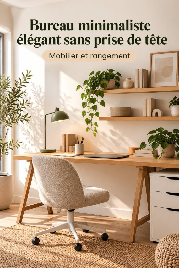 Bureau minimaliste élégant avec des lignes épurées et des éléments naturels