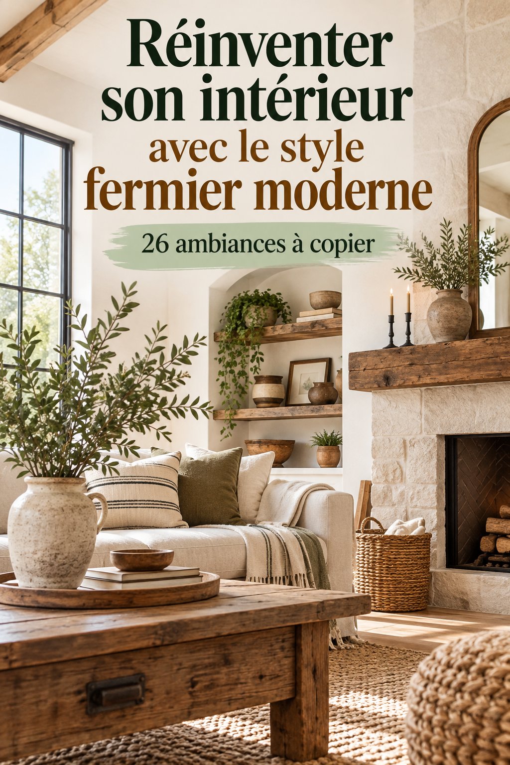 Intérieur chaleureux avec des éléments de décoration style fermier moderne