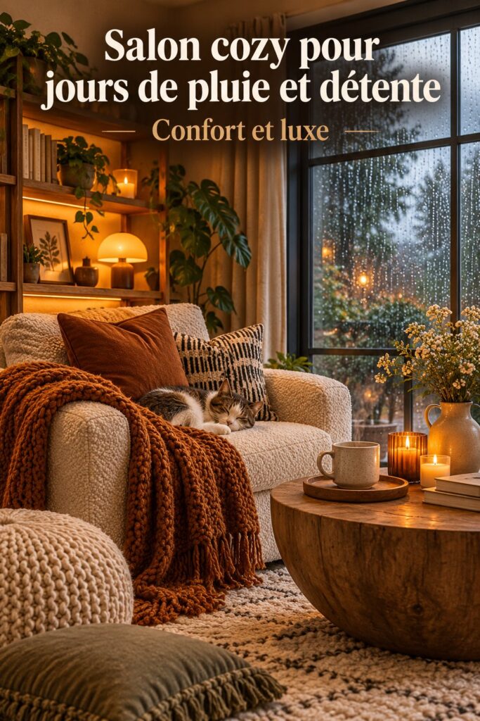 Un salon décoré dans un style bohème, cosy et accueillant pour les jours de pluie.