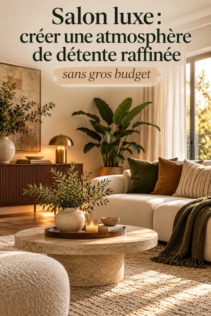 Salon de luxe avec des éléments chauds et raffinés