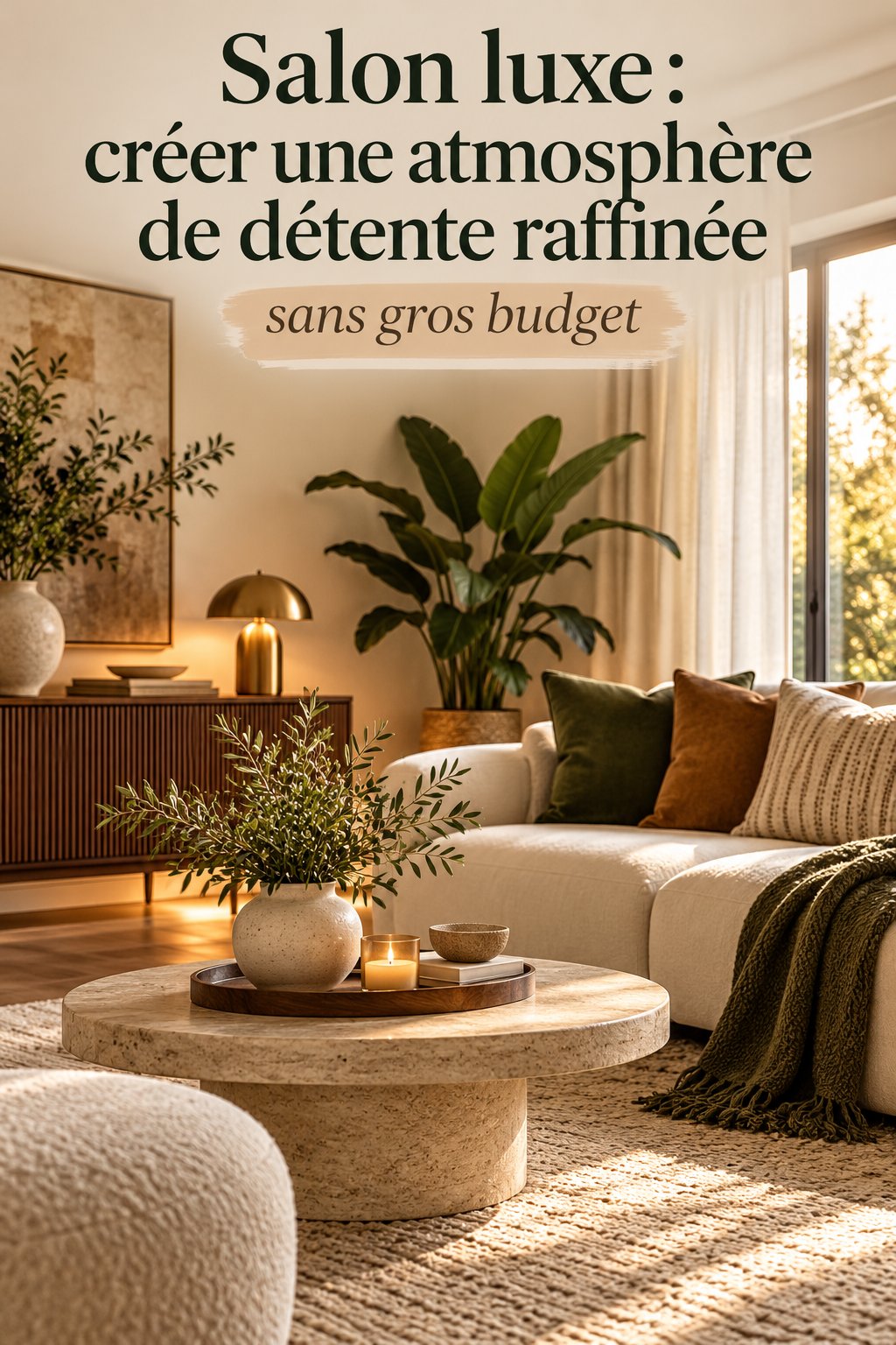 Salon de luxe avec des éléments chauds et raffinés