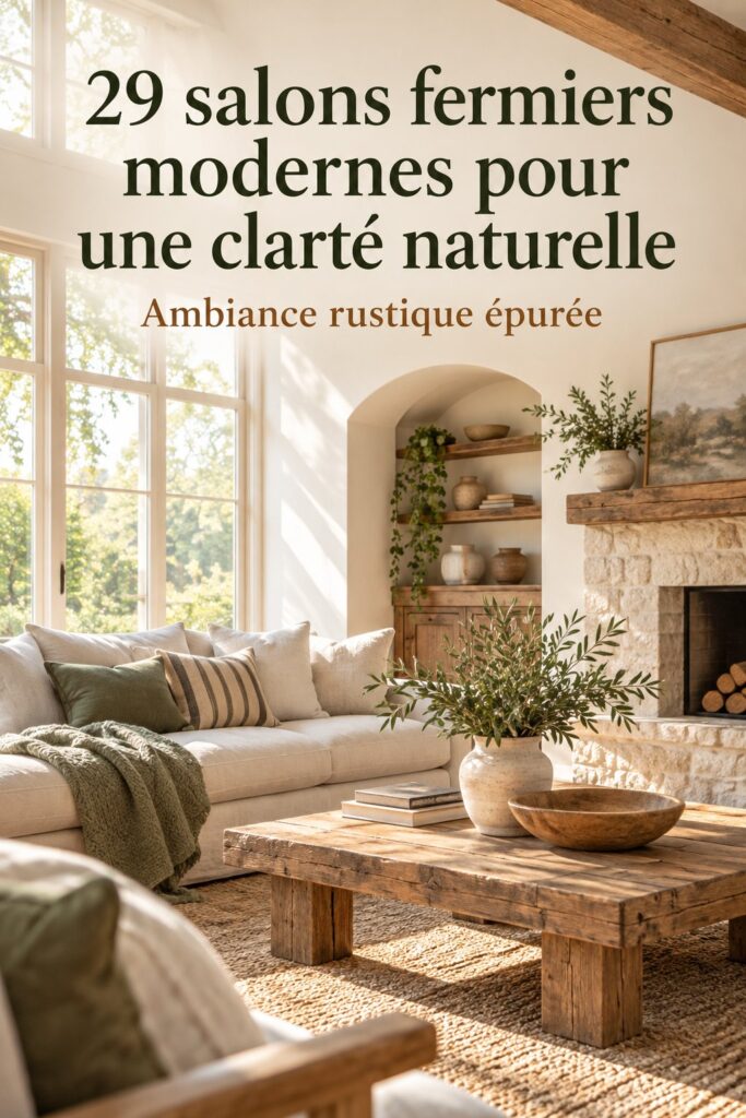 Salon moderne dans un style fermier avec lumière naturelle